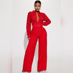 Fashion Nova belted jumpsuit